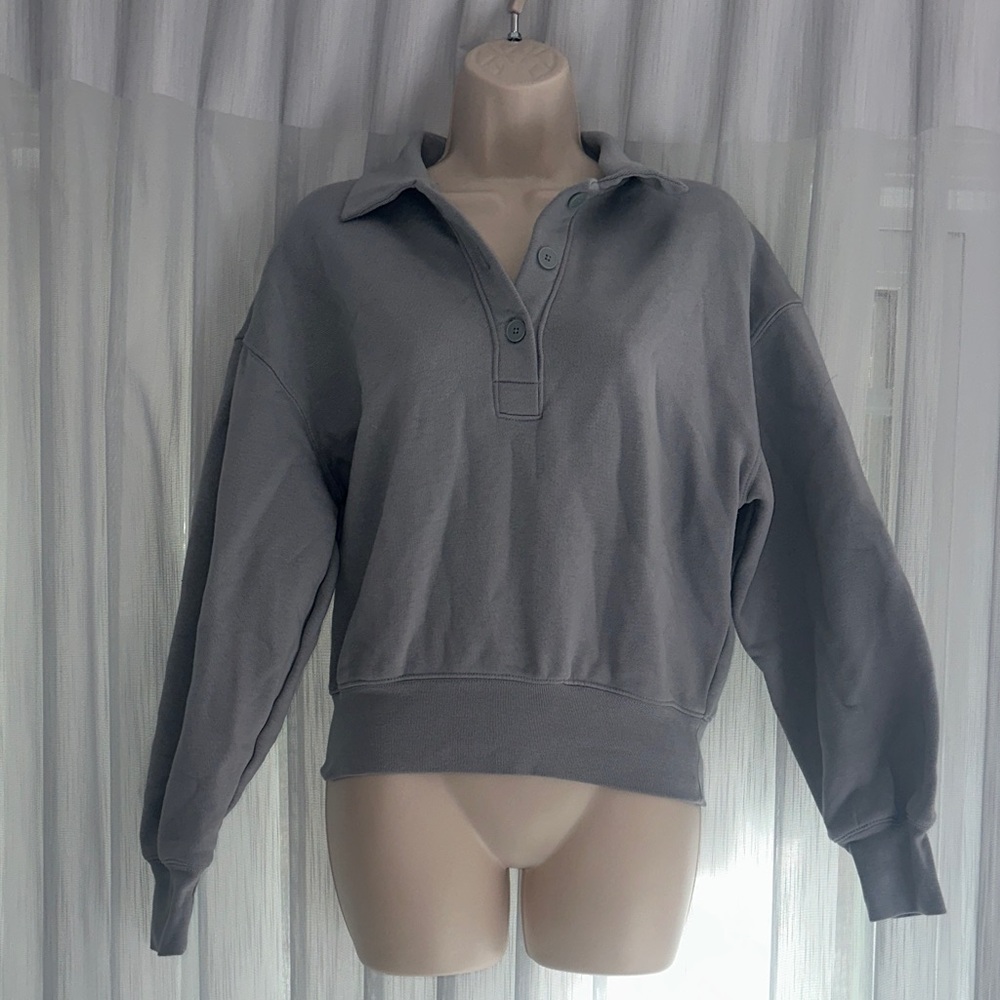 OAK + FORT light blue/gray Button-Up Sweater